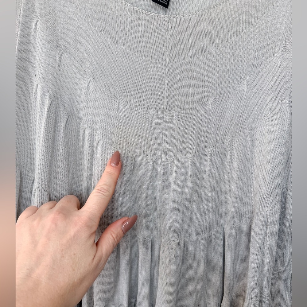 LINE Flowy Mesh Blouse – Grey – Size S – Elegant Draped Top - Picture 3 of 17